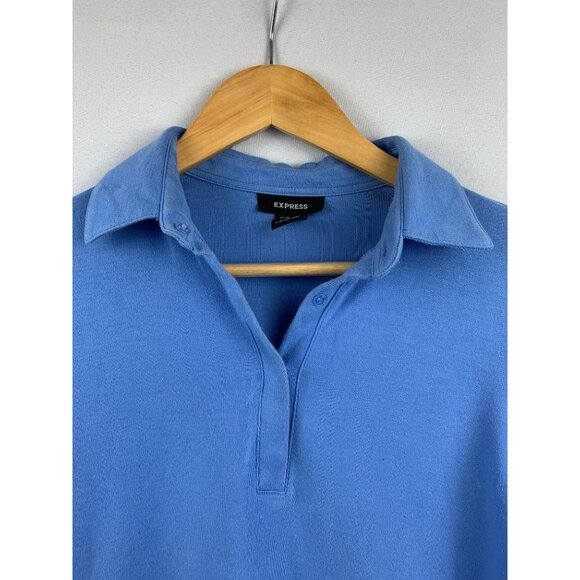 Express Blue Long Sleeve Polo Shirt S - Picture 2 of 4